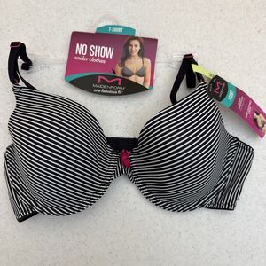 Maidenform No Show One Fab Fit Original Tailored Demi T-Shirt Bra 36B Striped